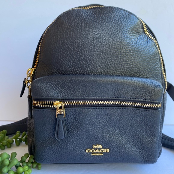 Coach Handbags - Coach Charlie Small Backpack Gray Pebbled Leather